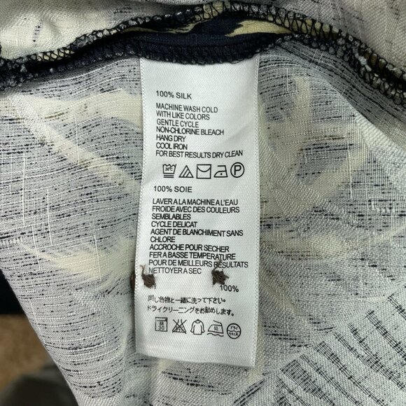 Tommy Bahama Silk Hawaiian Shirt Button Up Palm Trees Tropical Black Green L - Picture 5 of 8